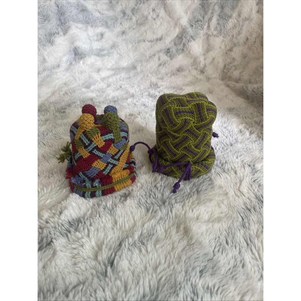 HANDMADE WOOVEN  PAIR OF MINIATURE CROCHETED CAPS